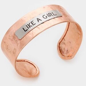 Brand New Womens Boutique Hammered Finish Like a Girl Cuff Bracelet